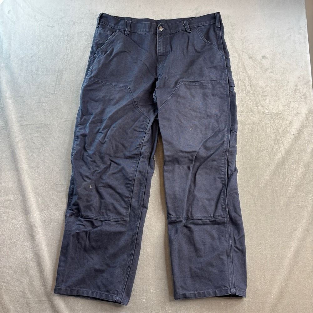 Dakota Carpenter Work Pants Navy Blue Double Knee Utility Mens 38x32